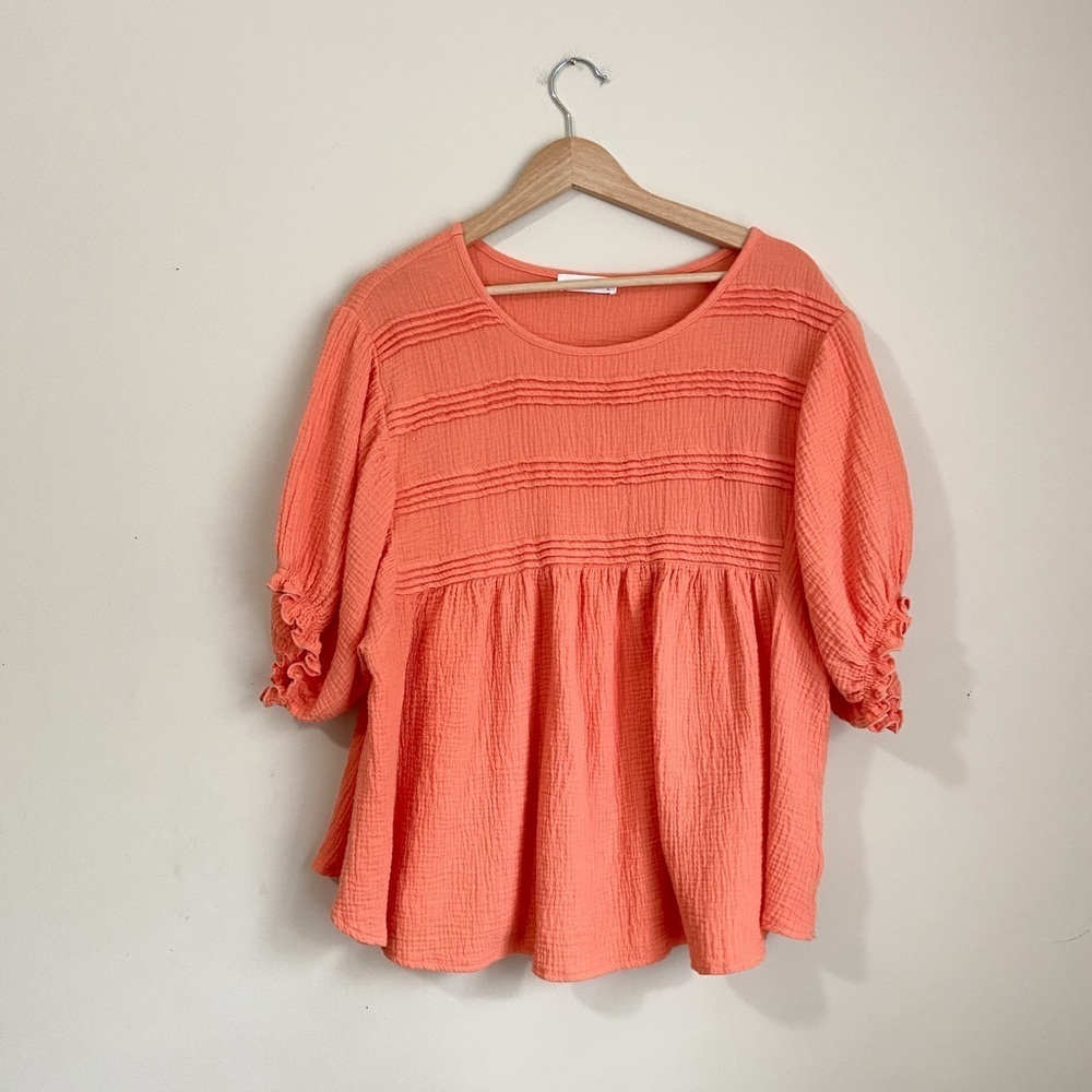 Coral Pink Babydoll Flowy Blouse